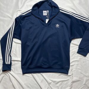Adidas Dark Blue Quarter-Zip Track Jacket Size M
